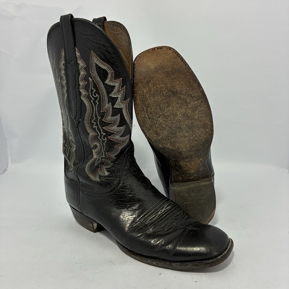 LUCCHESE 2013 MENS SIZE 11 D SMOOTH QUILL OSTRICH BELLY ROPER WESTERN BOOTS
